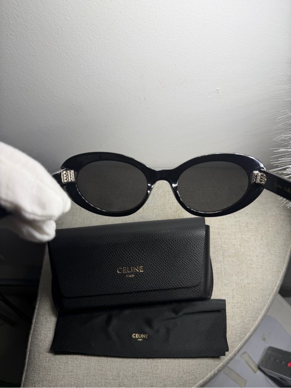 NEW CELINE CL401931 SIDE LOGO CAT EYE S193 OVAL SUNGLASSES IN ACETATE - Picture 10 of 10